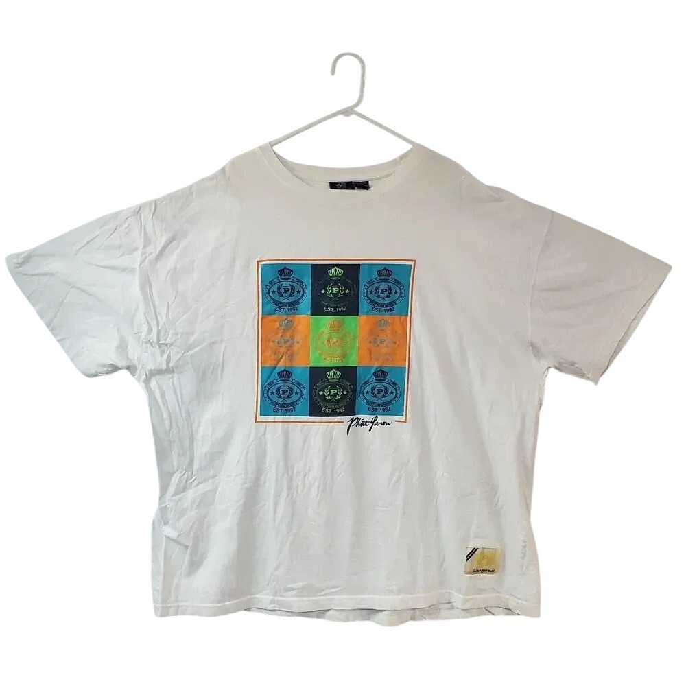 Phat Farm Lounge T Shirt 4XL White Graphic Print Short Sleeve Cotton Men